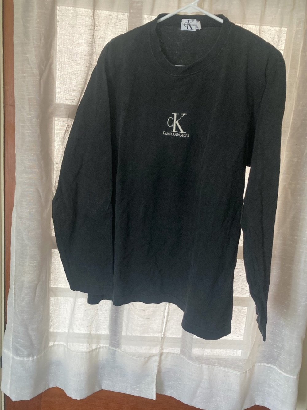 Vintage Calvin Klein Jeans Long Sleeve T Shirt Black Size Medium Made in Canada